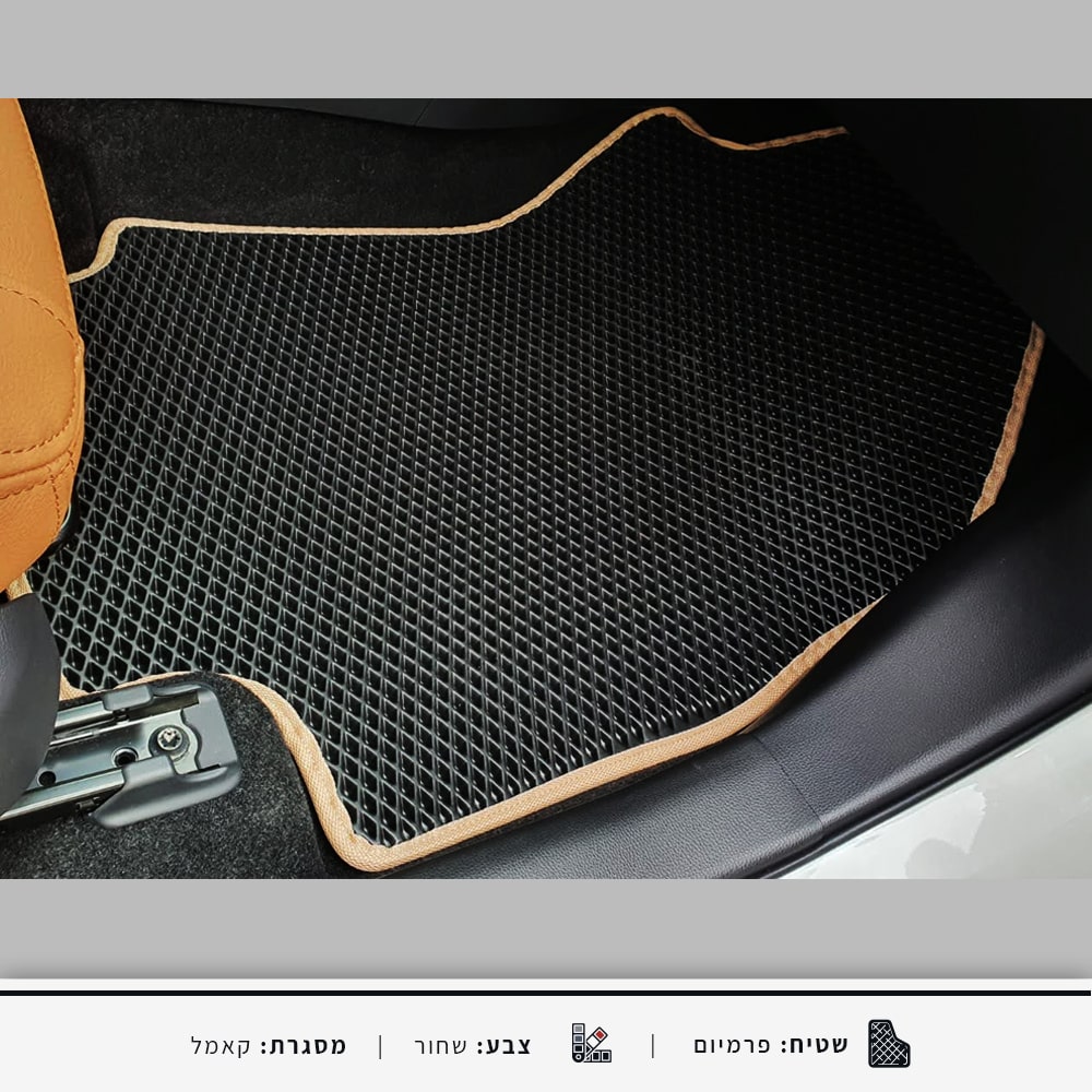 שטיחון לרכב טויוטה RAV4 בצבע שחור ומסגרת בז'